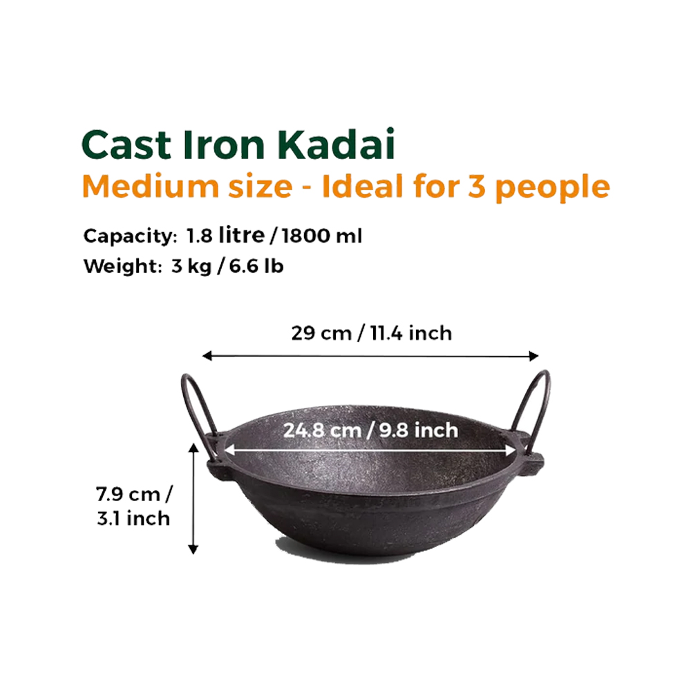 Iron Kadai - Small - 1 to 1.5 Litre