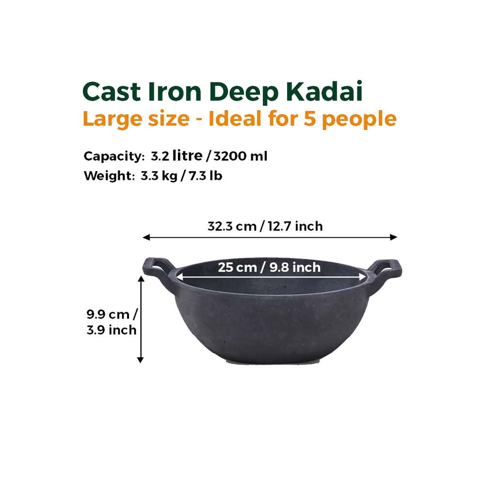 Cast Iron Cookware set - Kadai [2.5L] + Skillet [1.5L] + Cast Iron Dosa Tawa  [10Inch] - Send Indian Sweets to USA Online