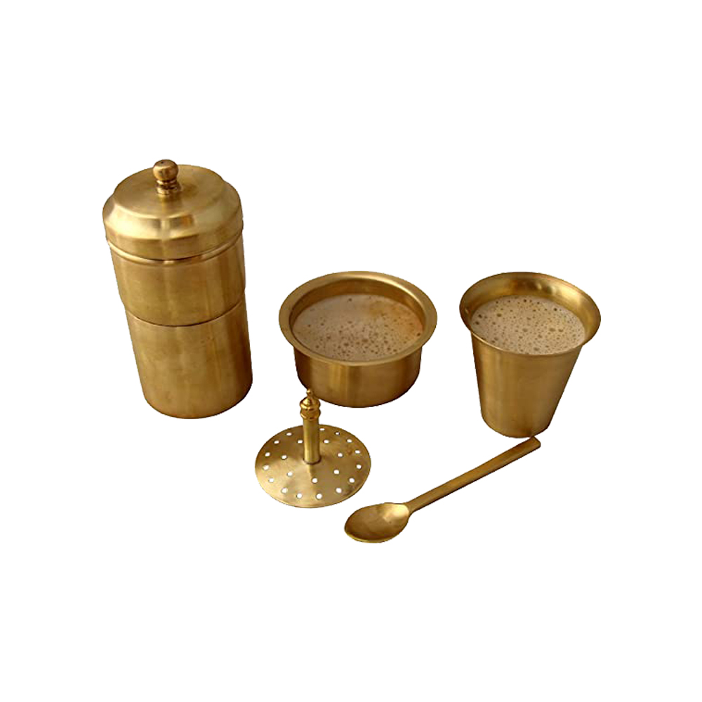 Traditional Brass Filter Coffee Maker, Brass, Decoction Liquid Maker,  Coffee Filter Vessel, Utensil, Kumbakonam Degree Coffee Filter for Home-  Filter Combo with dabra (2) : : Home