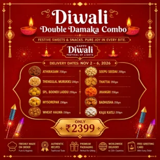Diwali Double Damaka Combo 2026 with Indian sweets and South Indian snacks
